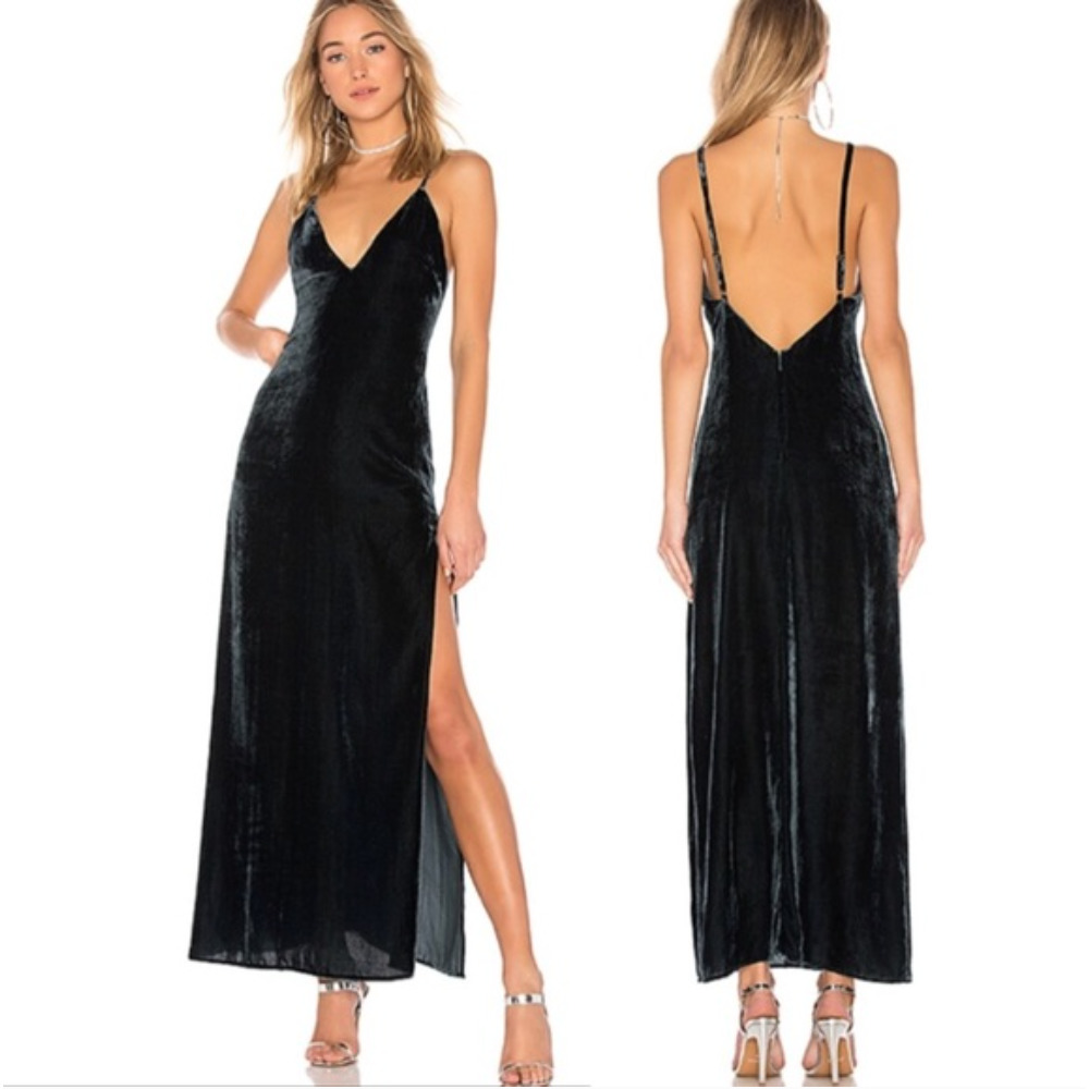 {Lovers + Friends x Revolve} Green Velvet Dress
